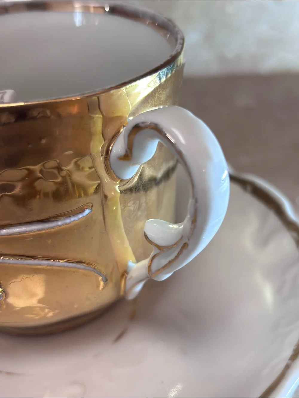 Victorian Ornate Mustache Cup With Saucer Set Mold# 28 German late 1800’s